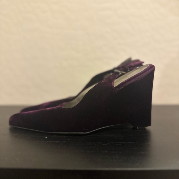 Prada Purple Velvet Slingback Wedges Sz 40 - Picture 4 of 11